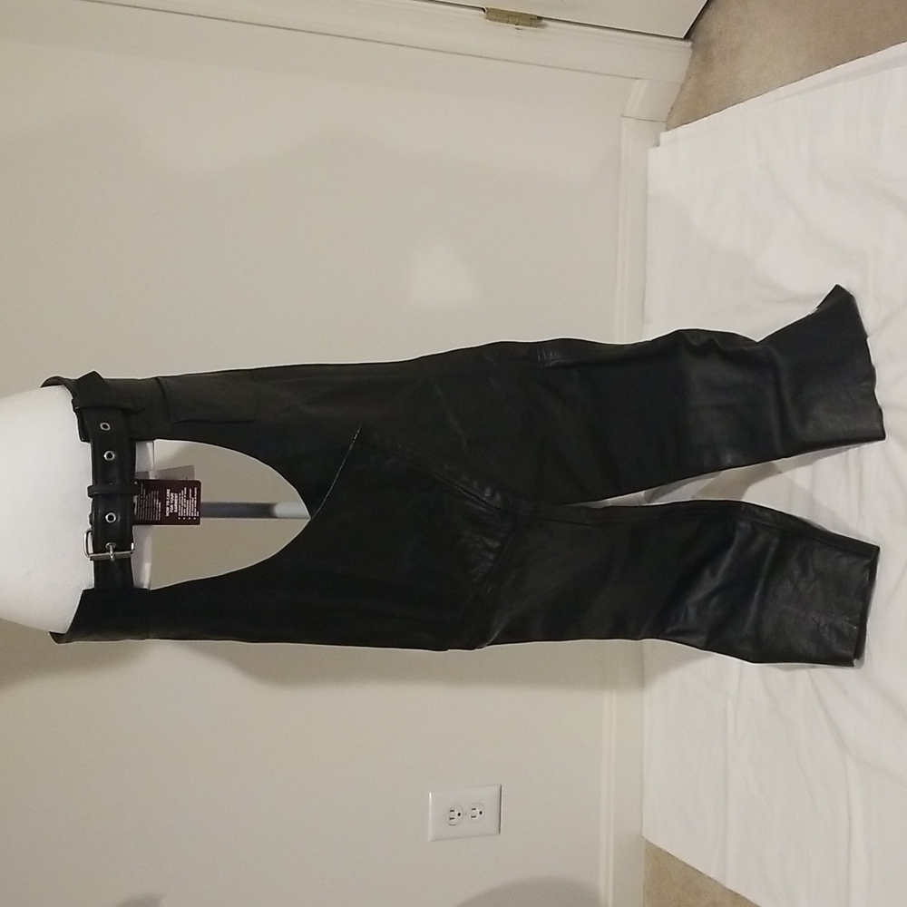 NWT! Unik Black Genuine Leather Unisex Motorcycle Chaps
